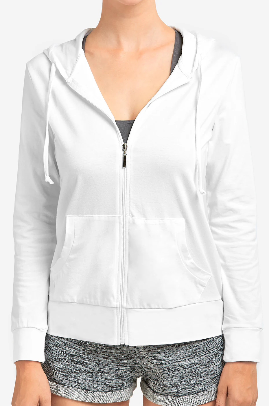 SOFRA LADIES SINGLE JERSEY ZIP-UP HOODIE JACKET (HDC7000A/XA_WHITE)