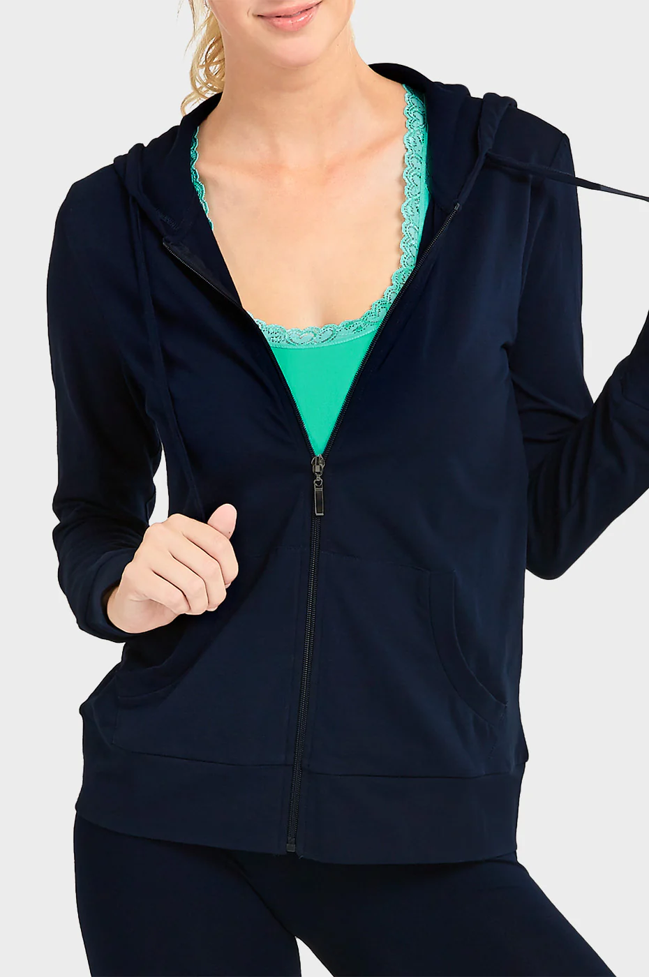 SOFRA LADIES SINGLE JERSEY ZIP-UP HOODIE JACKET (HDC7000A/XA_NAVY)