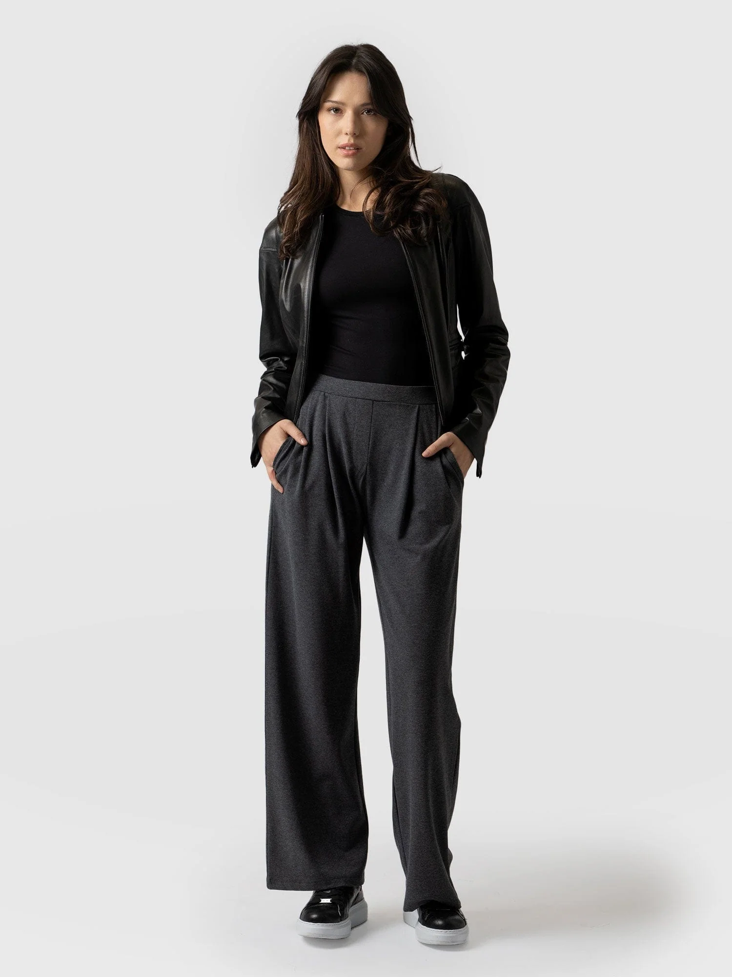 Camden Wide Leg Pant - Charcoal
